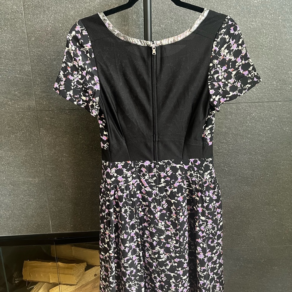 Marc by Marc Jacobs Black and Purple Silk Fit and Flare Dress - Picture 12 of 16